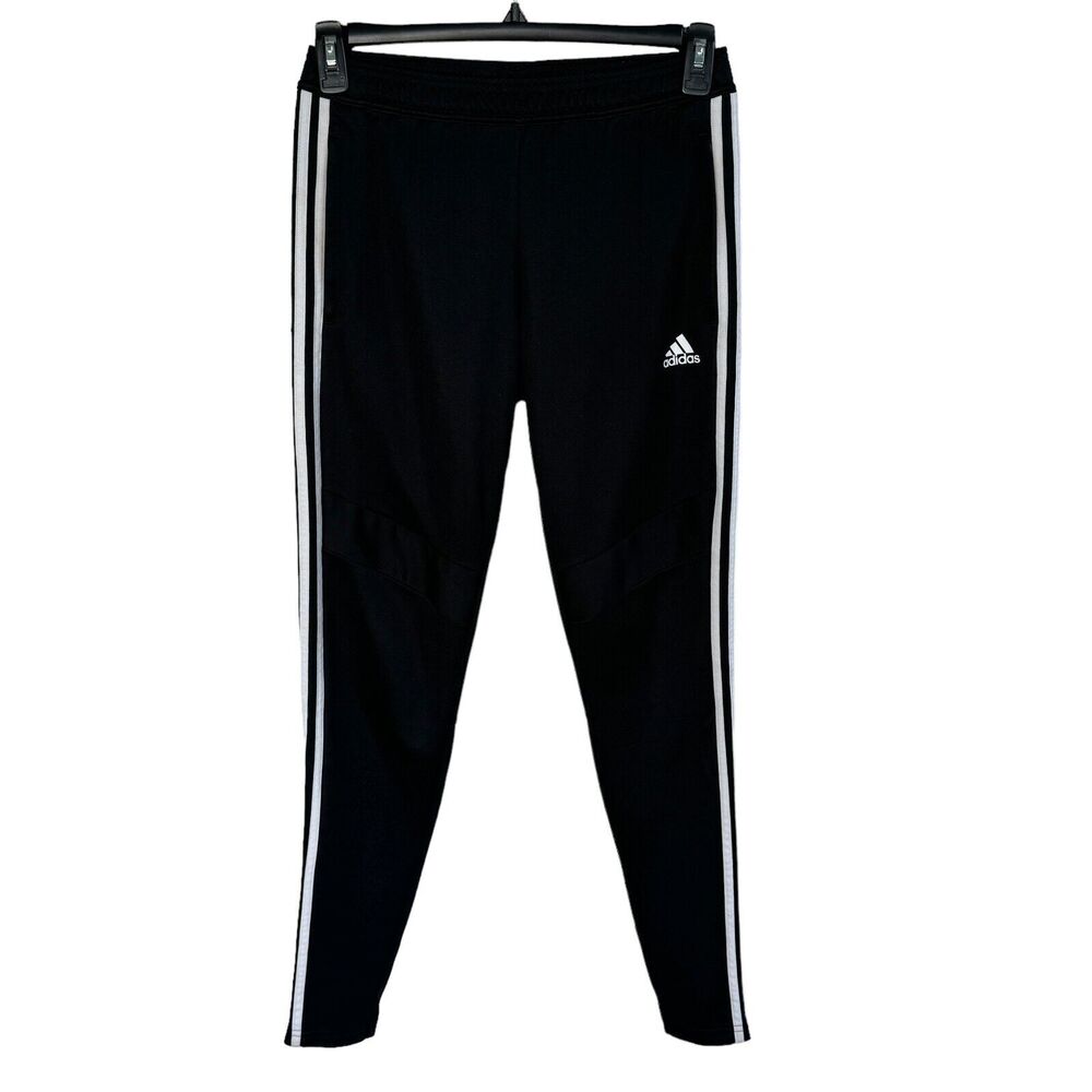 Adidas Small Athletic Track Pants Stretch Pockets Zip Ankles Climacool Black
